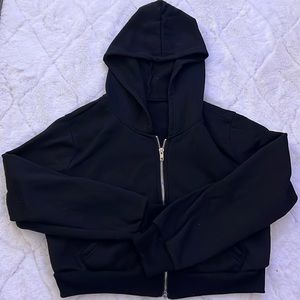 Cropped black hooded sweatshirt